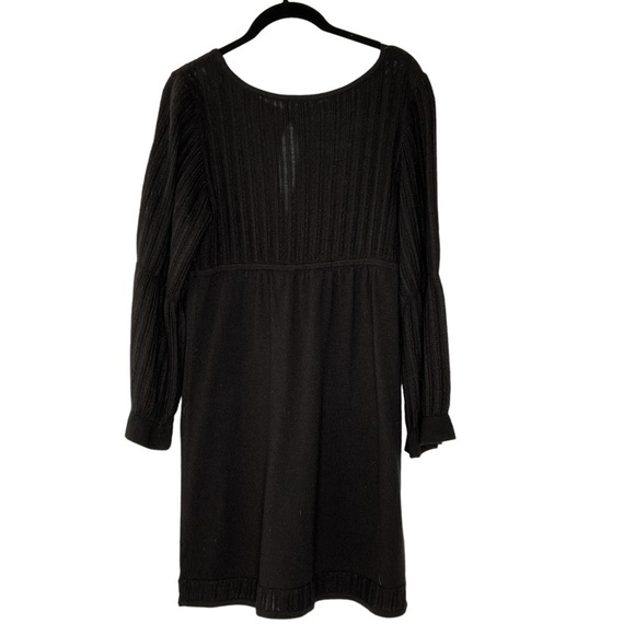 BEBE Black Knit Long Puff Sleeves Front Keyhole Dress LBD Size M - Picture 13 of 16